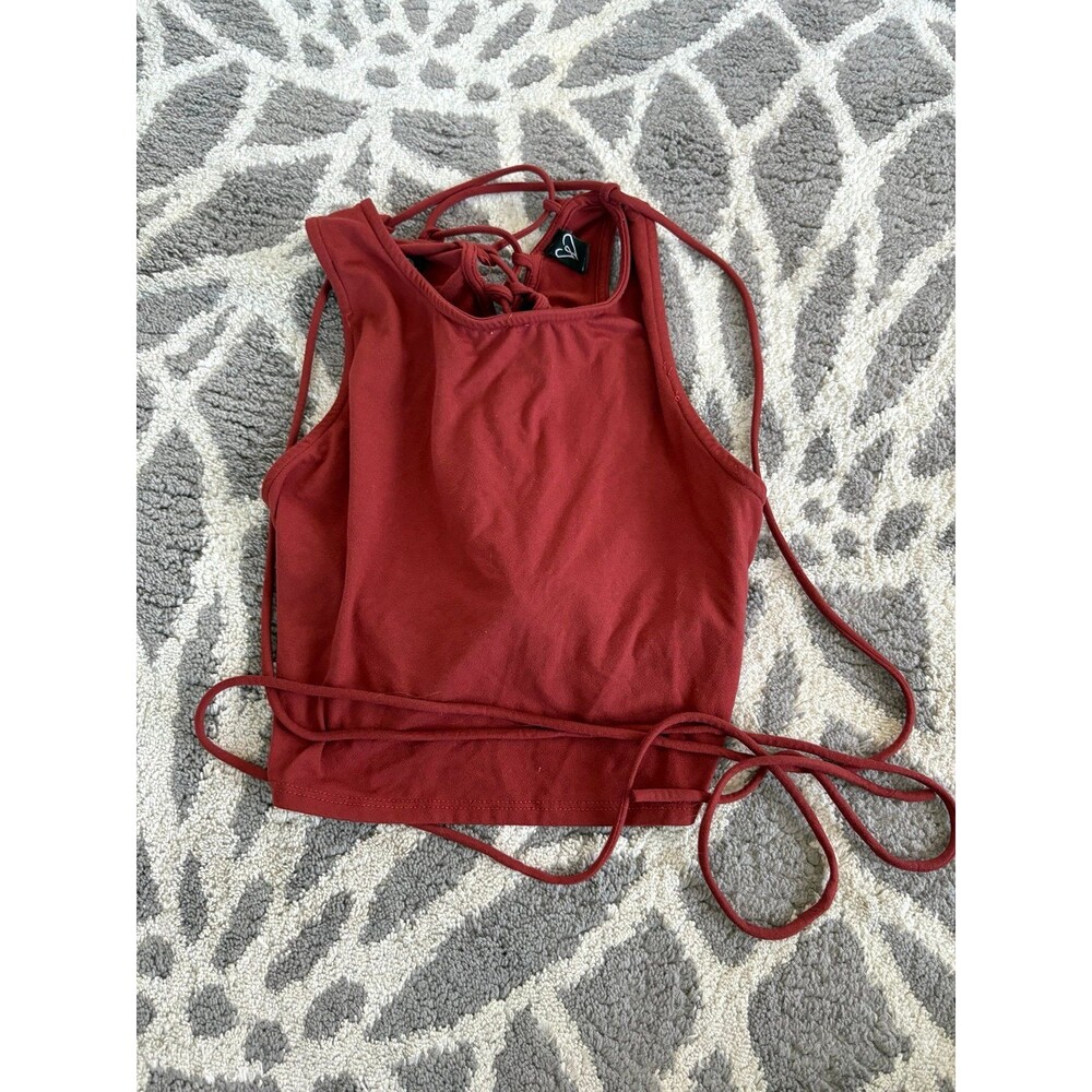Burnt Red Tie Back Lace Up Windsor Crop Top